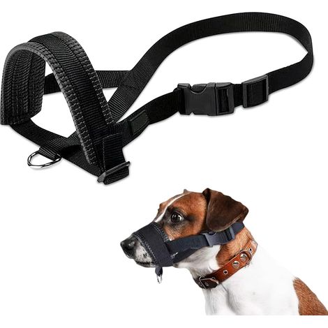 Dog Muzzle with Adjustable Buckle, Nylon Anti Barking Anti-Bite Muzzle for Medium and Small Dogs, Black, L (1/5)