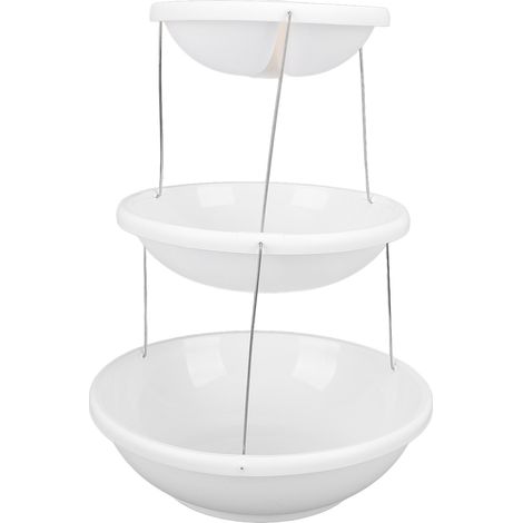 Présentoir de dessert blanc plastique inox multifonction pliable 3 niveaux tour de service de gâteaux fruits snacks bonbons rond (1/5)