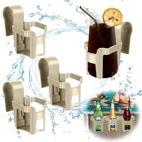 Schwimmbad-Getränkehalter, 4-teiliger Pool-Getränkehalter, Pool-Flaschenhalter, multifunktionaler Pool-Getränkehalter, für sommerliche Strandpartys und Badewannen (Khaki)
