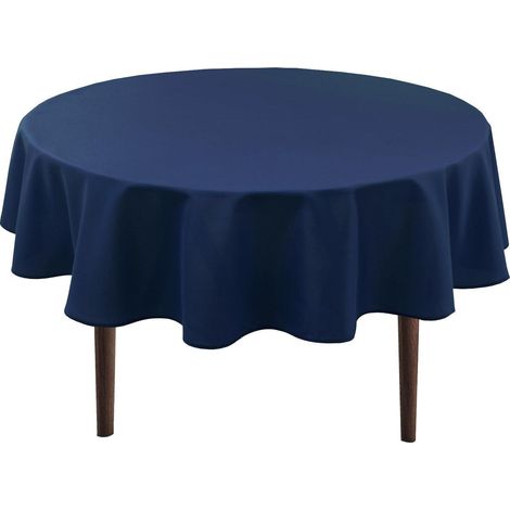 Nappe ronde bleu foncé hydrofuge 160cm Polyester Anti-froissage