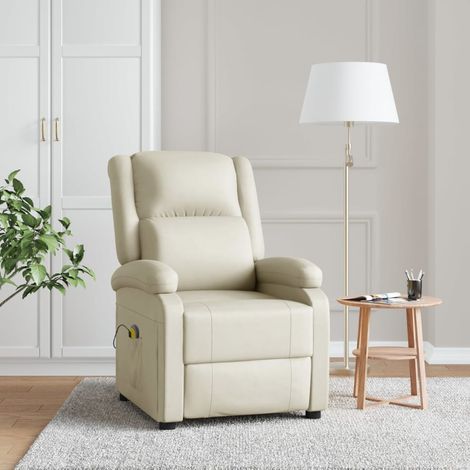 Massagesessel Cremeweiß Kunstleder vidaXL (1/5)