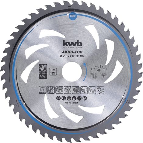 Lame de scie circulaire Easy Cut Ø 216 x 30 mm Coupe fine avec dents alternées spéciales 48 dents Z48 dents Découpe fine Batterie 216 x 30 mm (1/3)
