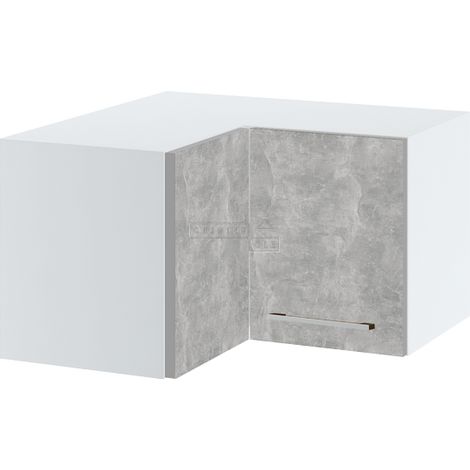 Meuble d'angle haut SLIM de cuisine Bellissi Beton Naturel 2 portes L 60/60 cm - Porte avec poignée apparente Grey (1/5)