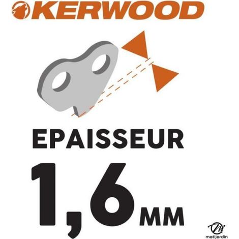 Chaîne Kerwood pour tronçonneuse.325" 1,6 mm. 56 maillons. Gouge profil demi carré (1/4)