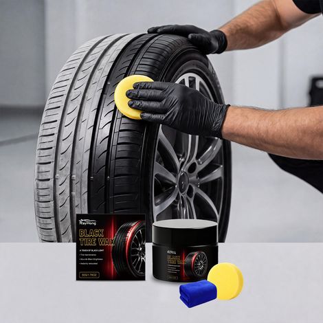 Tire care cream, gentle on tires, anti-aging, stain remover, retreading agent, blackening agent, shine enhancer, and gloss enhancer -- 50g1 + sponge1 + towel1 -- BIEMMEDUE (1/5)