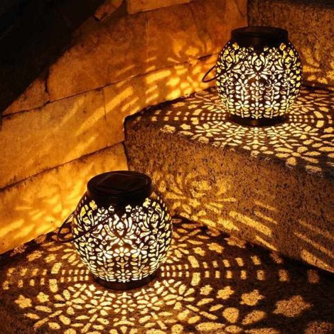 Lampe Solaire Jardin - IP65 - Lumière Blanc Chaud - Pour Terrasse Jardin Table Extérieur - Lot De 2 (1/3)