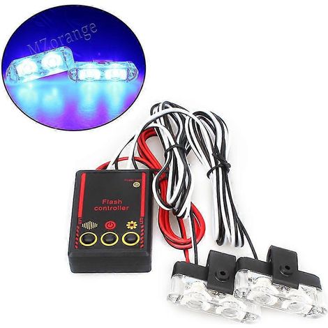 gyrophares LED FSO de police, lampe stroboscopique clignotante d'avertissement d'urgence, clignotant rouge haute luminosité, accessoires de voiture - Bleu (1/5)