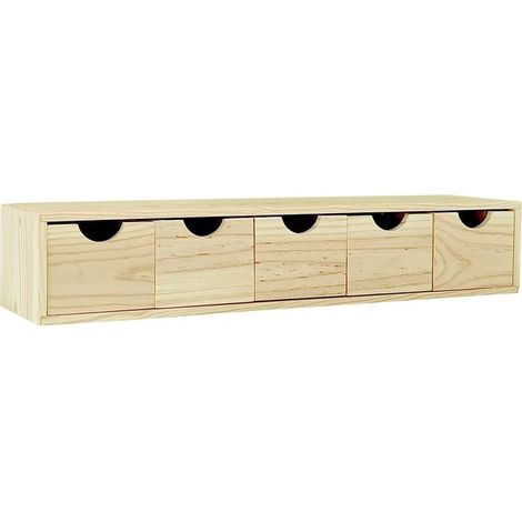 Minibloc 5 tiroirs en pin massif Dimensions 57.2 x 14.1 x 11.5 cm Finition brute pour intérieur Idéal pour dressing modulable