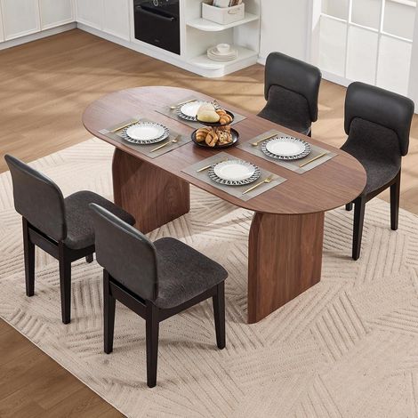 Esszimmerstühle 4er Set, Polsterstühle mit Holzbeinen, Grau (1/5)