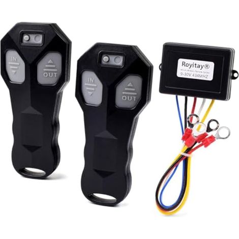 Lot de 2 télécommandes universelles de treuil sans fil 12 V à 5 fils avec double émetteur manuel assorti pour camion, VTT et SUV (1/5)