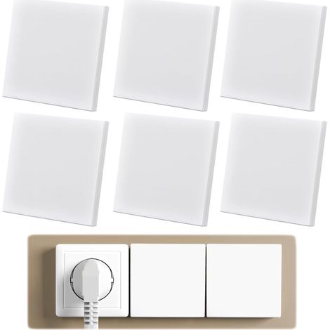 Obturateur Prise, Lot De 6 Pièces Cache Prise Murale 8,6 X 8,8 Cm, Obturateur Prise, Sans Colle Ni Vis, Pour Prises Ou Interrupteurs Inutilisés, Blanc (1/5)