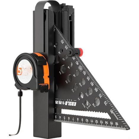 Mètre ruban en acier de 5 m avec règle triangulaire en aluminium de 17,8 cm, pince à taille en ABS, ensemble portable pour la construction, le travail du bois, le bricolage (1/5)