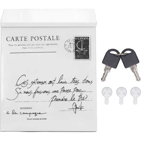 Jeffergarden Bote aux lettres murale en fer de style rustique verrouillée avec 2 clés et 3 crochets, bote à suggestions étanche pour la maison, le bureau, petites lettres en beige-DOU