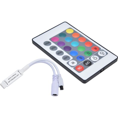 Télécommande IR sans fil 24 touches pour ruban LED monochrome, contrôleur couleur lumineux avec source lumineuse LED, compatible lampes à LED (1/5)