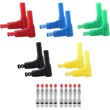 10 Stück P3014 4 mm Bananenstecker Sicherheitsschutz rechtwinkliger Kabelstecker (1/4)