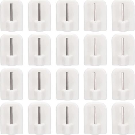 Lot de 20 Supports Crochets adhésifs Autocollant pour Tringle de vitrage Crochets de Fixation Auto-Adhésifs SMALL Pour Rideaux et