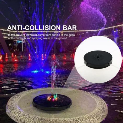 Pompe Fontaine Solaire pour Bassin de Jardin - 3W 7V avec 6pcs lumière dégradée colorée et 7 Buses (1/4)