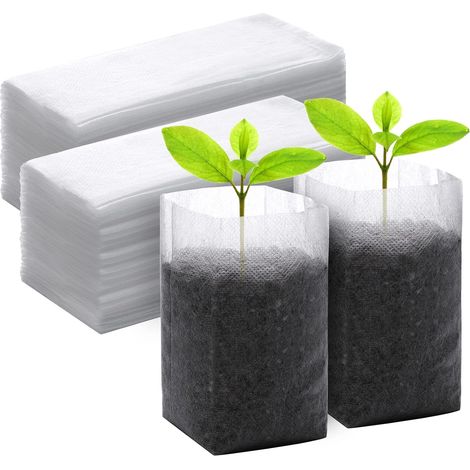 200 sacs de culture - 14 x 16 cm - Tissu non tissé - Biodégradables - Pour jardin, arbres, fleurs, légumes, pots de culture et plantes en conteneur (1/5)