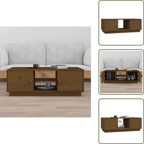 Table basse Marron miel 100x50x35 cm Bois massif de pin - Table Basse - Meuble Salon - Table D'appoint - Table Latérale - Table En Bois (1/5)