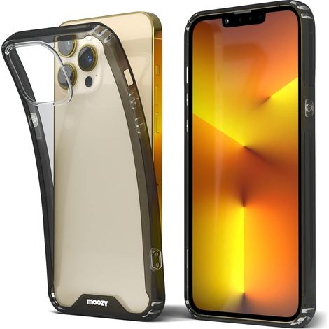 CUSTODIA PER APPLE IPHONE 13 PRO CON RETRO IN SILICONE TRASPARENTE E CORNICE NERA (1/5)