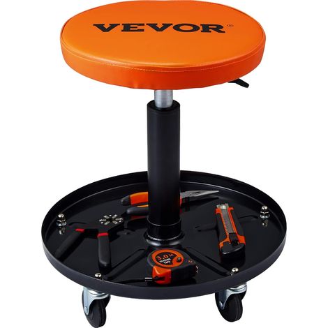 Tabouret d'Atelier Mobile Charge 113,4 kg Tabouret de Mécanicien à roulettes Lisses Siège d'Atelier Hauteur Réglable avec Plateau à Outils Cadre Robuste Assis Rembourré Confortable Garage Auto (1/5)