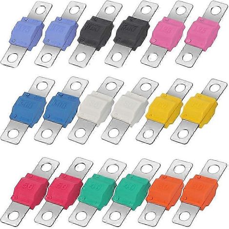 Assortiment de 18 mini-fusibles à visser, plaqués cuivre, 12-58 V, à courant élevé, pour automobile QAQ (1/5)