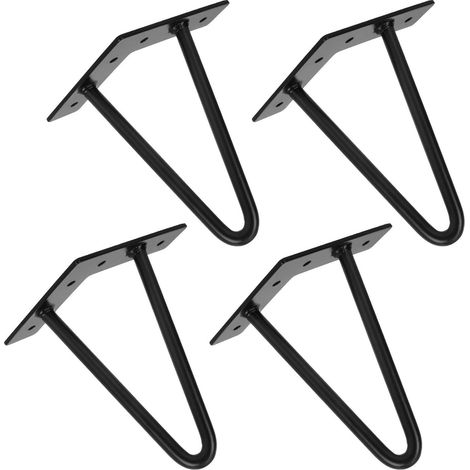 Ensemble de 4 pieds de table basse de style industriel, 15 cm, pieds en épingle à cheveux en fer forgé, pieds de meuble en métal noir avec vis pour table basse, meuble bas ou meuble TV. (1/5)