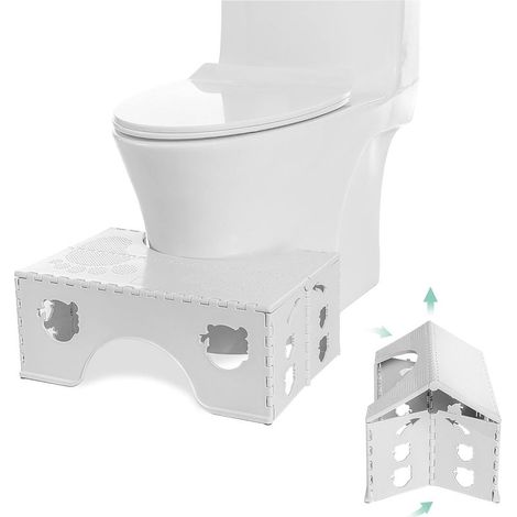 Tabouret de toilette pliable Tabouret physiologique de salle de bain pour adultes et enfants Tabouret WC pour salle de bain et WC (1/5)