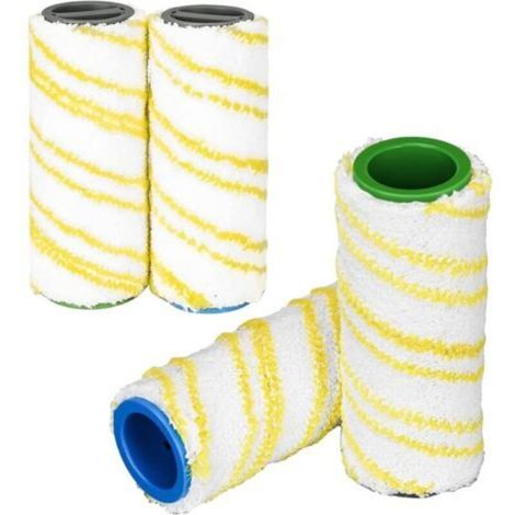 Set di 4 rulli spazzola compatibili con Karcher C3, FC3D, FC5, FC7, set di rulli spazzola in microfibra multi-superficie (gialli)