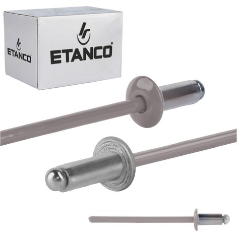 Remaches abiertos de aluminio de 3,2 x 6 mm, RAL9007 (1/5)