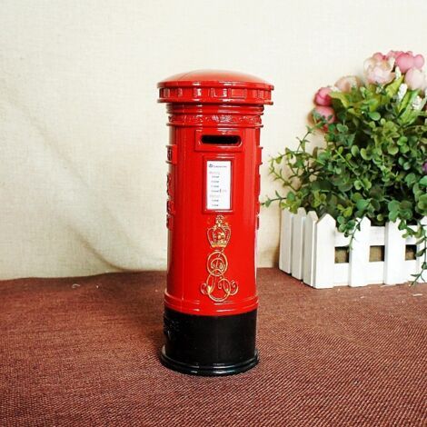 Tirelire Red Mail Post de Londres Souvenirs : Rétro britannique en métal monnaie pièce de rechange changement London Street Bank Souvenir modèle boîte pot