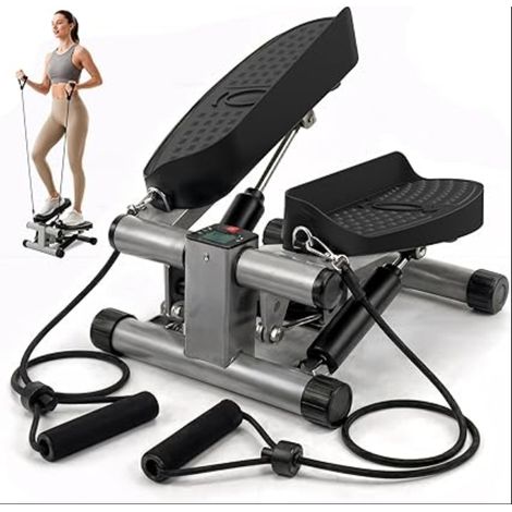 Mini Stepper Silencieux - Appareil Fitness Hydraulique avec Bandes de Résistance (1/5)