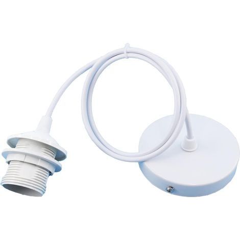 Porte Lampe Suspension E27, Accessoires Pendentif Lampes Suspendues, Avec 1m Câble - Bar, Café, Magasin de Vêtements, Maison, Hôtel (Blanc) (1/5)
