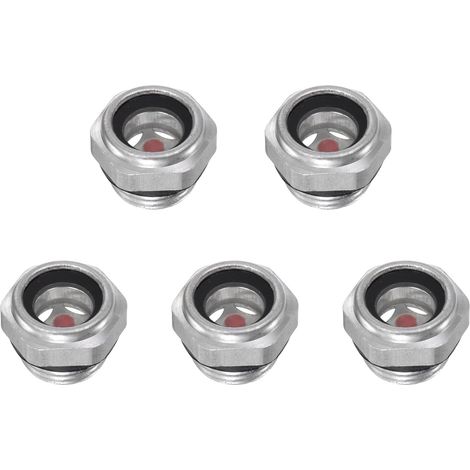 Air Compresseur Huile Niveau Jauge Vision Verre 3/8" Mâle Fileté Aluminium Liquide Indicateur Vision Fenêtre 5Pcs (1/5)