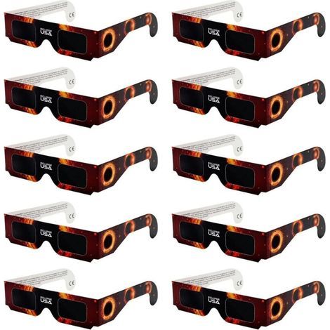 Lot de 10 paires de lunettes pour l'observation des éclipses solaires — Adaptées à l'observation des éclipses totales ou partielles — Lunettes d'observation solaire en carton