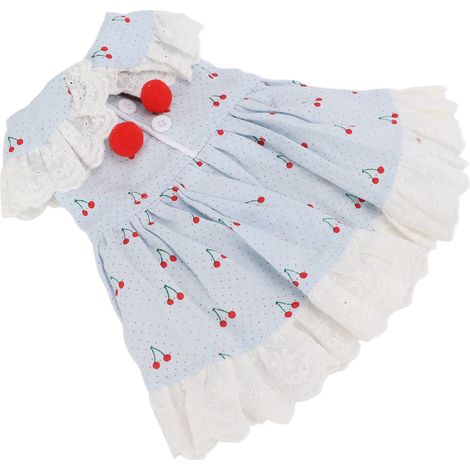 Vêtements pour lapins et petits animaux de compagnie : robe cerise, jupe cerise, bleu, taille S. (1/5)