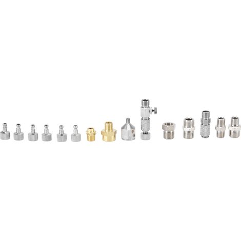 Kit de 15 adaptateurs pour aérographe en acier inoxydable avec raccords à déconnexion rapide (1/5)