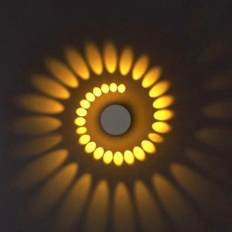 Plafonnier encastré rond moderne à LED 3W avec effet spot abat-jour lumineux et spirale orientable. (1/4)