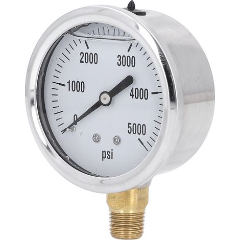 Manomètre hydraulique haute pression à glycérine 5000 PSI cadran 2,5" raccord 1/4 NPT inox pour test air eau huile (1/5)