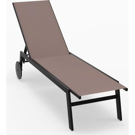 COSTWAY Bain de Soleil avec 2 roulettes, Chaise Longue Jardin Exterieur Réglable en 6 Positions, Tissu Respirant, Structure en Métal, Transat pour Piscine Terrasse Jardin, Charge 150 kg (Brun,1)