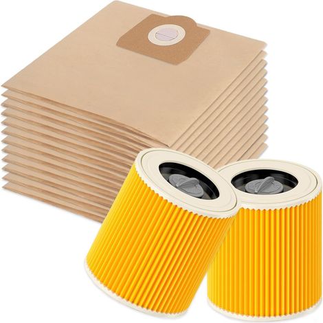 10 Sacs pour Aspirateur Karcher WD3 MV3 WD3.300/3.500/3.800 SE 4001/4002 avec 2 Filtres 6.959-130. / 6.414-552.0 (1/5)