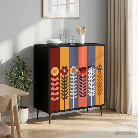 vidaXL Sideboard ESSEN Black Oak 69 x 33 x 76 cm Engineered Wood (1/5)