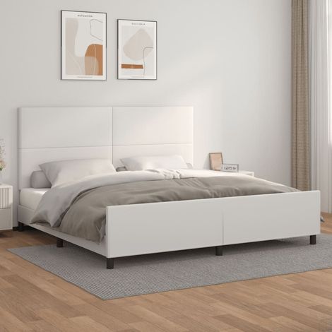 Lit adulte Contemporain Cadre de lit avec tête de lit Blanc 200x200 cm Similicuir 13833 (1/5)