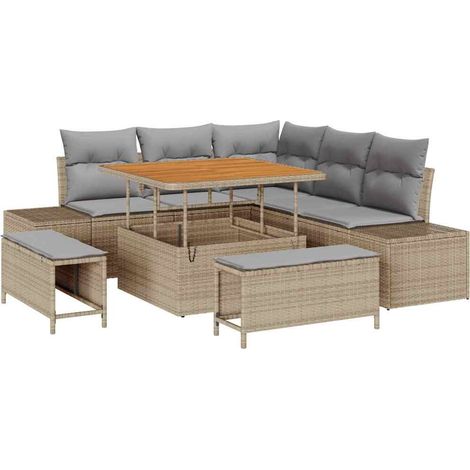 Maison Exclusive - Set Divano da Giardino con cuscino 8 pcs Beige Poly Rattan