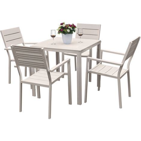 set da giardino eurogarden "ibisco" in hdpe tortora tavolo e 4 sedie