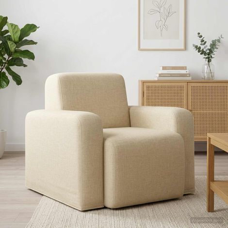 vidaXL Poltrona Crema Tessuto (1/5)