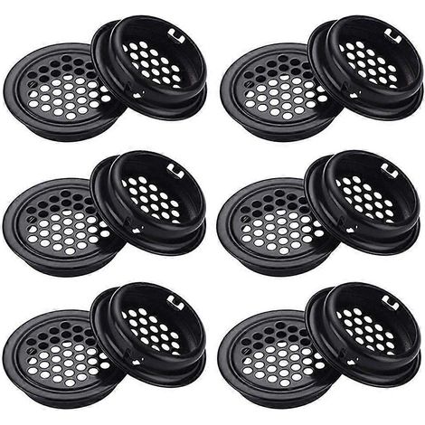 Grille de ventilation ronde 35 mm, lot de 30, noire, pour armoire et penderie. (1/5)