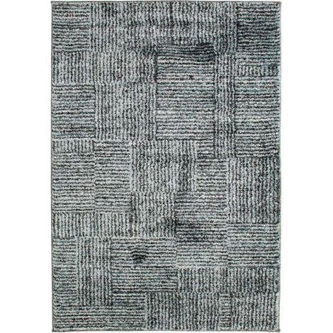 PARADIS - Tapis extérieur intérieur toucher laineux fines rayures bleu 160x230 (1/5)