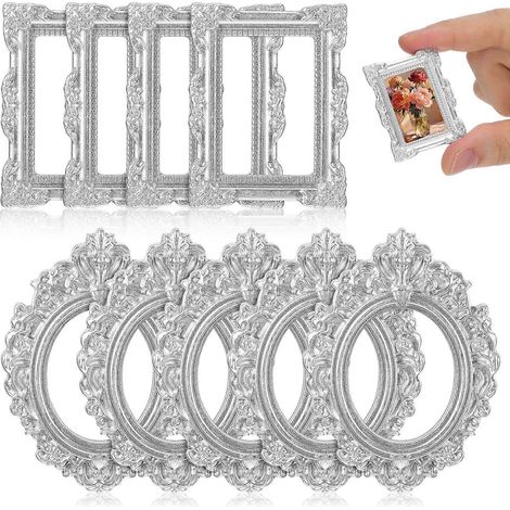 Lot de 12 petits cadres photo en résine, style rustique en relief, à suspendre au mur. Mini cadre photo décoratif. (1/5)