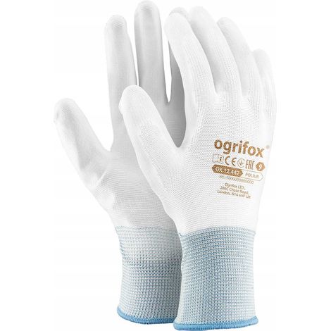 Guanti da lavoro / Bianchi / Taglia: 7 - S / OX-POLIURWW7 - 10 pezzi.